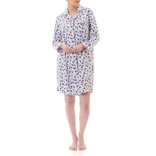 Ladies PJS Givoni Flannelette Night Shirt Nightie Purple (82L)