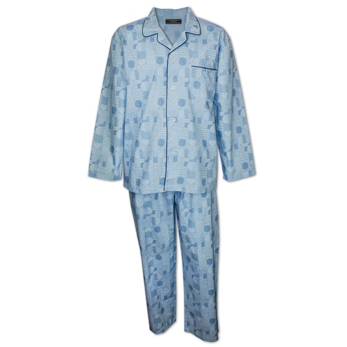 Mens Plus 3XL-7XL Pyjamas Contare Cotton Rich Long Pjs Set Sky Patch