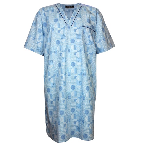 Mens Plus 3XL-7XL Pyjamas Contare Cotton Short Night Shirt Sky Patch