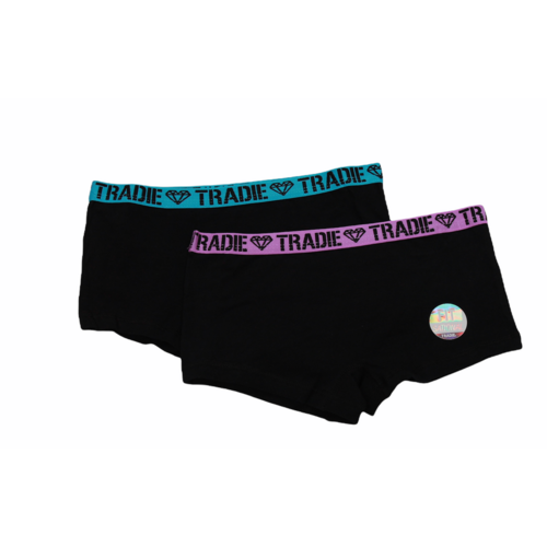 Girls Tradie 2 Pack Cotton Underwear School Shortie Briefs Black Essence (SL2)