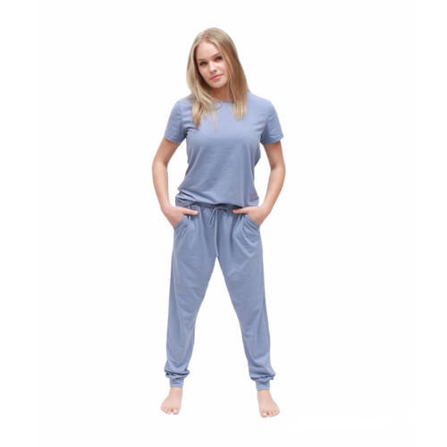 Ladies Pjs Short Sleeve Tee and Pants Denim Blue Lounge Wear