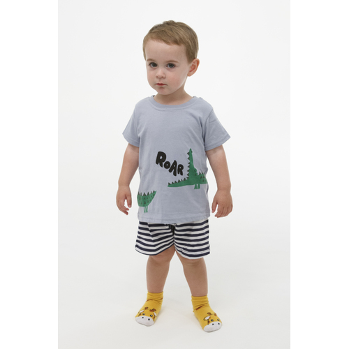 Boys PJs Size 0-2 Blue Croc Roar Short Sleeve Set Pyjamas