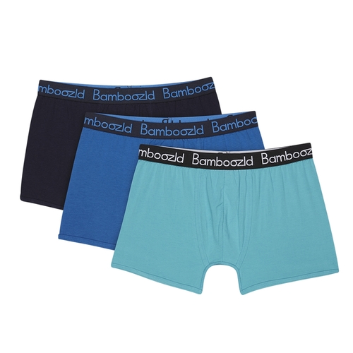 Mens Bamboozld 3 Pack Blue Mix Boxer Shorts Trunks
