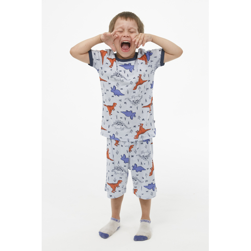 Boys Marquise Sizes 2-7 Blue DIno Print Cotton Short Sleeve PJS Pyjamas
