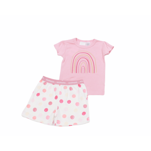 Girls Marquise Sizes 2-7 Pink Rainbow Cotton Short Sleeve PJS Pyjamas