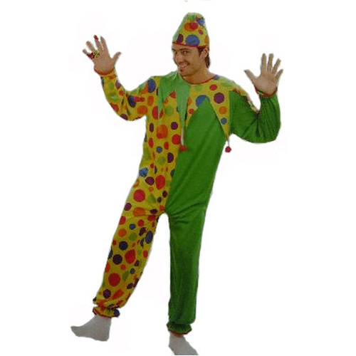 HT Mens Green Polka Clown Circus Funny Costume Fancy Dress