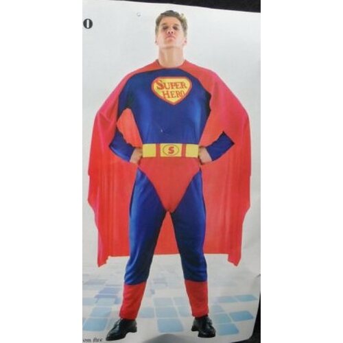 HT Mens Super Hero Superman Super Man Costume Fancy Dress