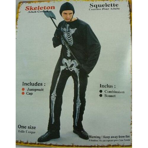 HT Mens Halloween Skeleton Grim Reaper Costume Fancy Dress
