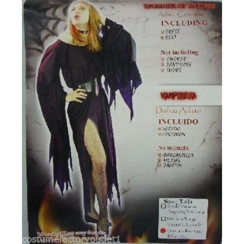 HT Ladies Vampire Black Halloween Darkness Costume Fancy Dress