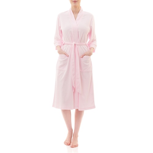 Ladies Givoni Pink Towelling Dressing Gown Robe 3/4 Sleeve Short (75)