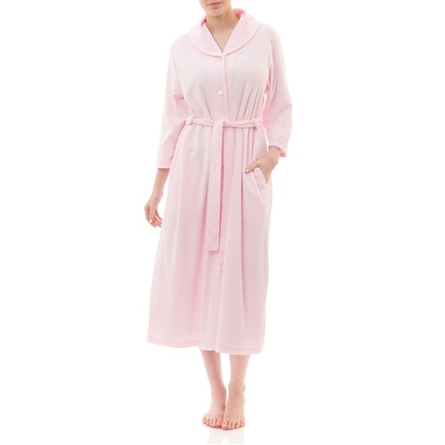Ladies Givoni Pink Mid Length Towelling Dressing Gown Robe 3/4 Sleeve (79)