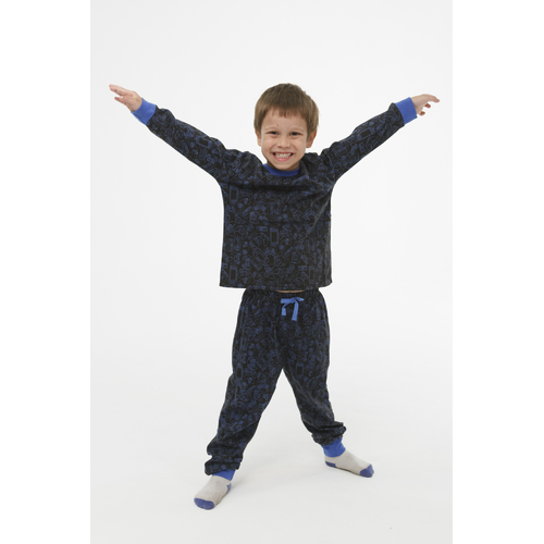 Boys Sizes 3-7 Black Game Controller Long Set PJS Pyjamas  (2613)