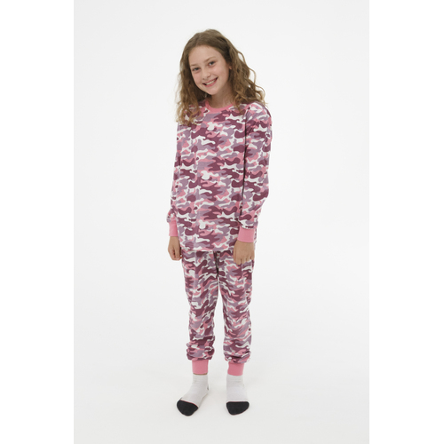 Girls Sizes 8-14 Pink Camo Camouflage Pyjamas Long Set PJS (2567)