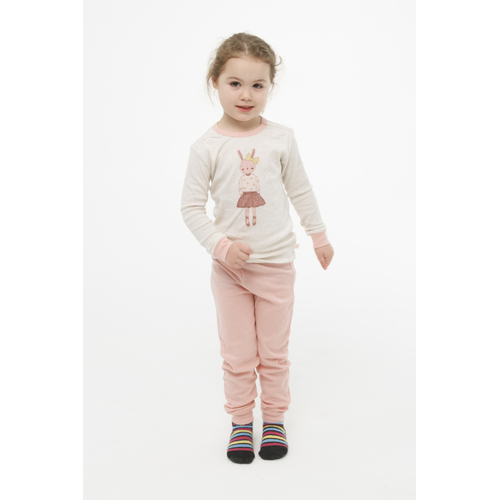 Girls Marquise Sizes 3-7 Cream Pink Bunny Long PJS Pyjamas (2900)