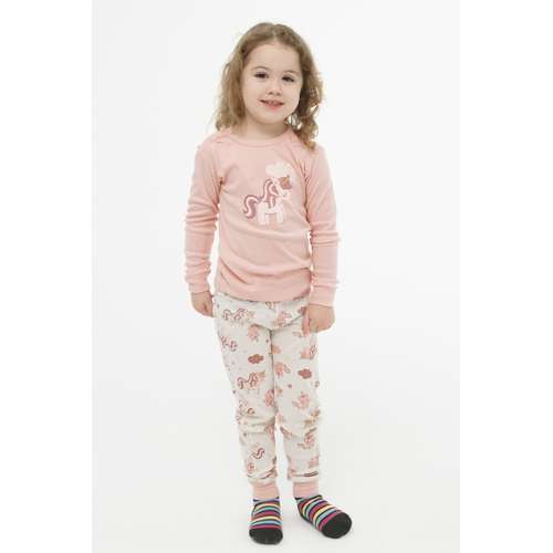 Girls Marquise Sizes 3-7 Pink Unicorn Long PJS Pyjamas (2902)