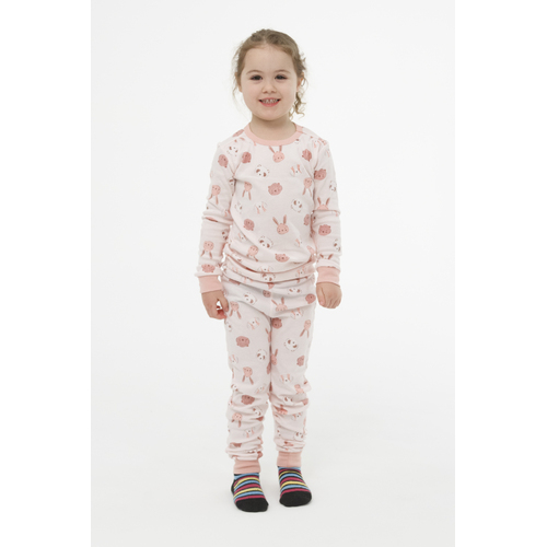 Girls Marquise Sizes 3-7 Pink Animal Faces Long PJS Pyjamas (2901)