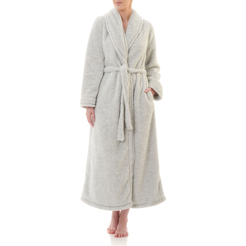 Ladies Givoni Grey Marle Long Luxury Wrap Dressing Gown Robe (19)