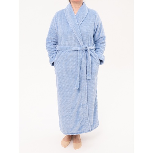 Ladies Givoni Blue Long Length Wrap Dressing Gown Bath Robe (47 WIllow)