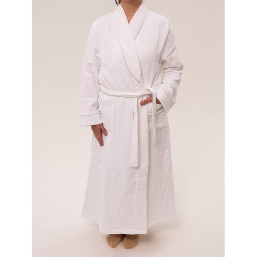 Ladies Givoni White Long Cotton Towelling Wrap Dressing Gown Bath Robe
