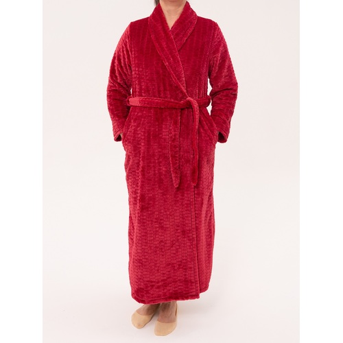 Ladies Givoni Red Long Length Wrap Dressing Gown Bath Robe (GT47 Ruby)