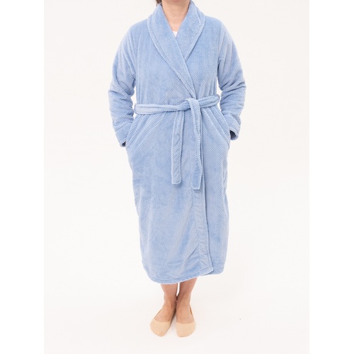 Ladies Givoni Blue Mid Length Wrap Dressing Gown Bath Robe (43 WIllow)