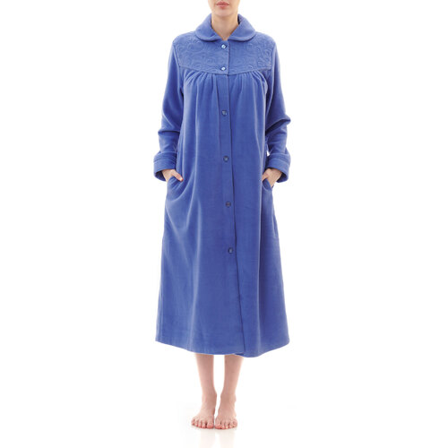 Ladies Givoni Purple Iris Mid Length Button Dressing Gown Bath Robe (74)