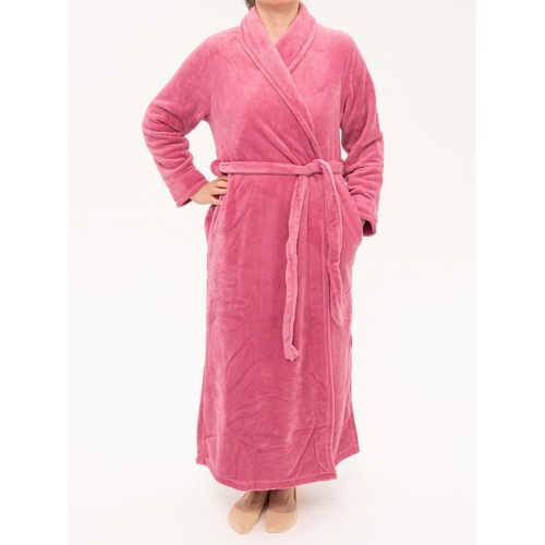 Ladies Givoni Dusty Pink Long Length Wrap Dressing Gown Bath Robe (GL47)