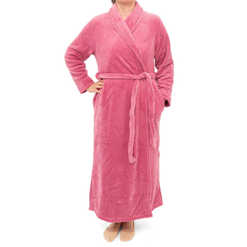 Ladies Givoni Dusty Pink Long Length Wrap Dressing Gown Bath Robe (GL47)