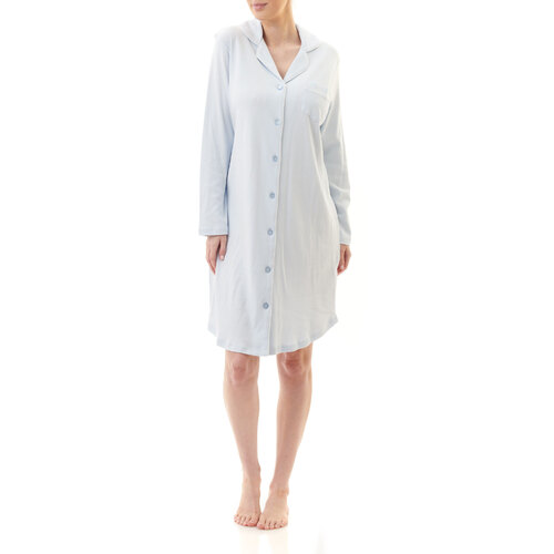 Ladies Givoni Blue Long Sleeve Night Shirt Nightie Pyjamas PJS (7LK60)