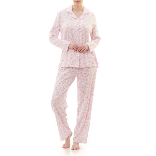 Ladies Givoni Pink Floral Cotton Long Pyjama Pants Set PJS (Kelsey 04K)