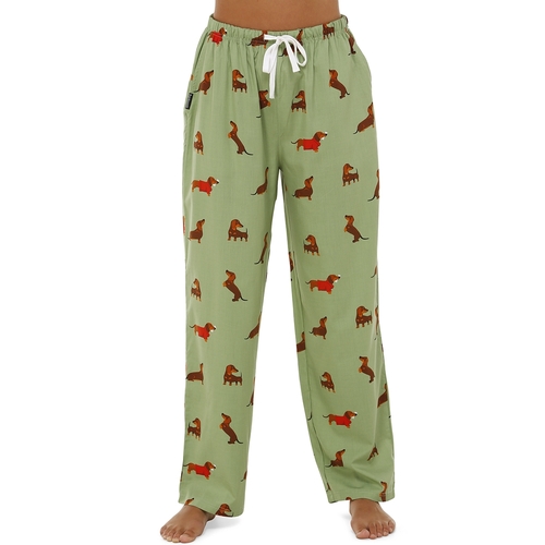 Ladies Bamboozld Dog Weiner Green Sleep Pants PJS Pyjamas (Sage)