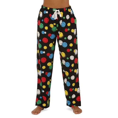 Ladies Bamboozld Smiley Face Sleep Pants PJS Pyjamas (Black)