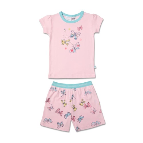 Girls Marquise Pink Butterfly Pyjamas Sizes 4-10 Cotton Short Sleeve PJS (3103)