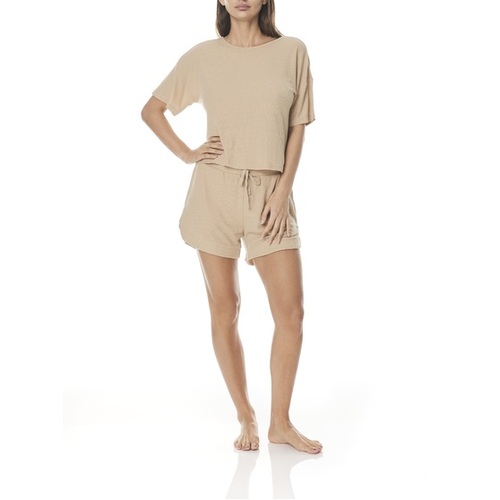 Ladies Gingerlilly PJS Sand Waffle Short Set Pyjamas Soraya