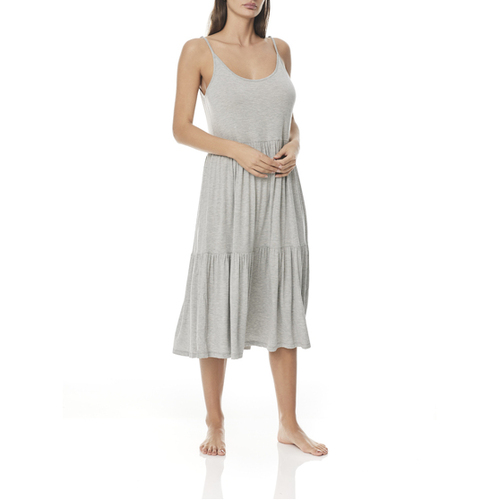 Ladies Gingerlilly PJS Grey Bamboo Blend Tiered Nightie Pyjamas Fleur