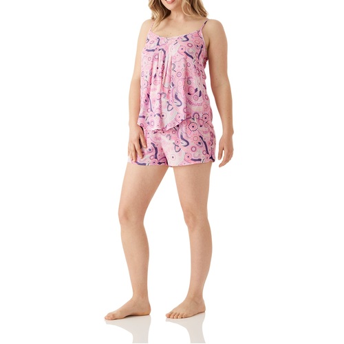 Ladies Magnolia Lounge Pink Cami Singlet and Shorts PJS Daydreaming Set
