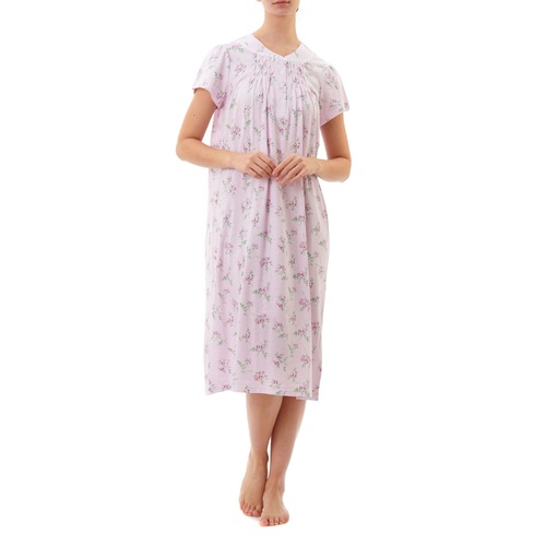Ladies PJS Givoni Purple Cotton Short Sleeve Nightie Mid Length (Roberta 05R)