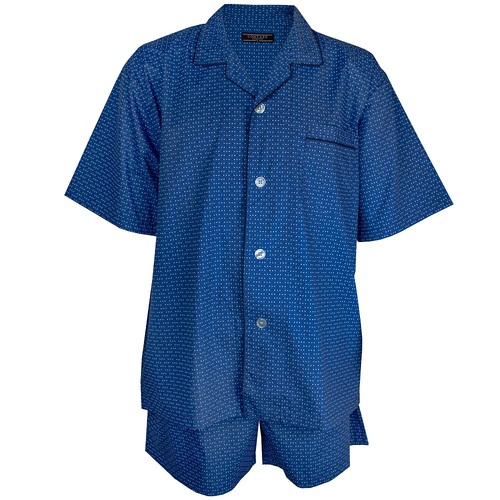Mens Contare Size S-7XL Navy Blue Squares Short PJS Pyjamas Set