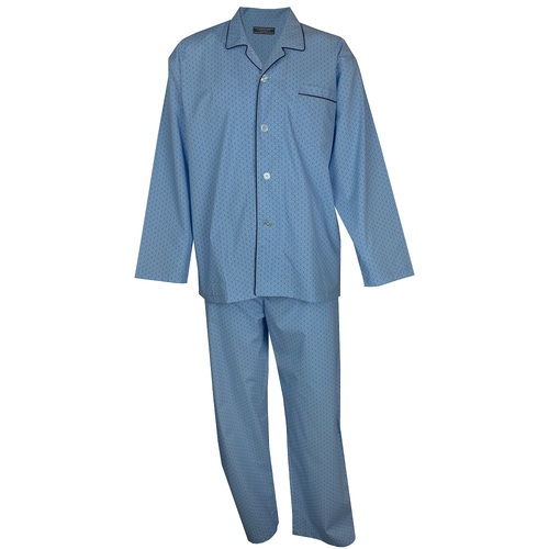 Mens Contare Size S-7XL Light Blue Squares Long PJS Pyjamas Set
