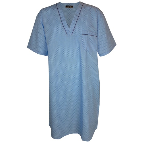 Mens Contare Size S-7XL Light Blue Squares Short Night Shirt PJS Pyjamas