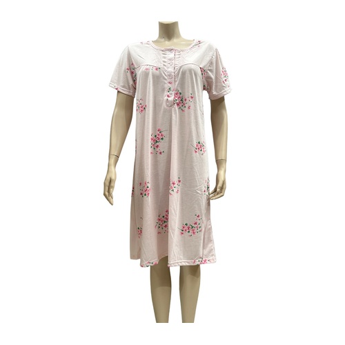 Ladies Pink Floral Summer Short Sleeve Nightie Pyjamas (LS29)
