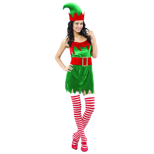 WH Ladies Costume Fancy Dress Christmas Helper Elf Xmas Holiday