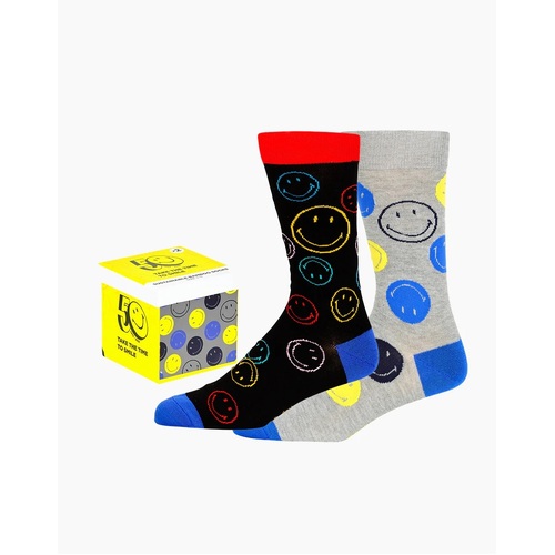 Mens 2 Pack Bamboozld Smiley Face Novelty Funny Socks Gift Box
