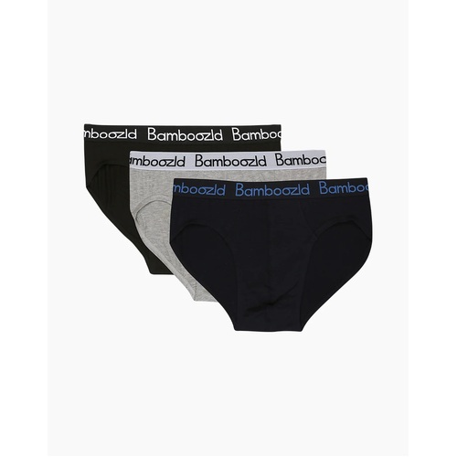 Mens Bamboozld 3 Pack Briefs Black Grey Blue Mix Bamboo Blend