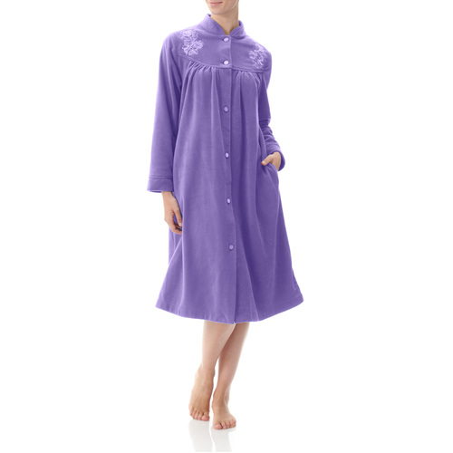 Ladies Givoni Purple Violet Short Length Button Dressing Gown Bath Robe (79)