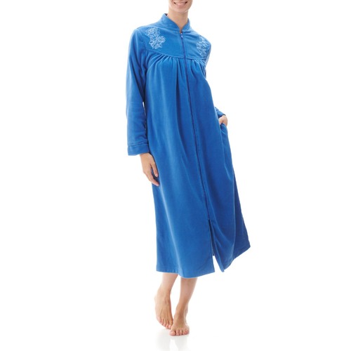 Ladies Givoni Blue Admiral Mid Length Zip Dressing Gown Bath Robe (81)