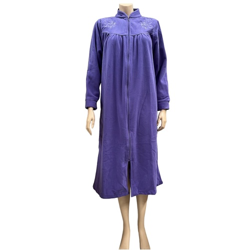 Ladies Givoni Purple Violet Mid Length Zip Dressing Gown Bath Robe (81)