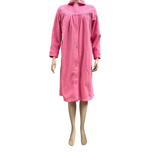 Ladies Givoni Pink Carnation Short Length Button Dressing Gown Bath Robe (73)