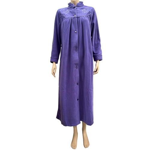 Ladies Givoni Purple Violet Long Length Button Dressing Gown Bath Robe (83)