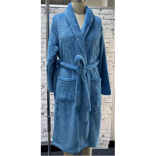 Ladies Blue Winter Coral Fur Dressing Gown Bath Robe (NF-1)